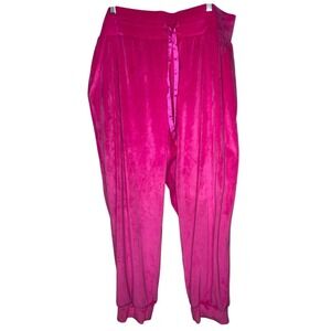 Victoria's‎ Secret Jogger SweatPants Hot Pink Velour Y2K logo pocket size XXL